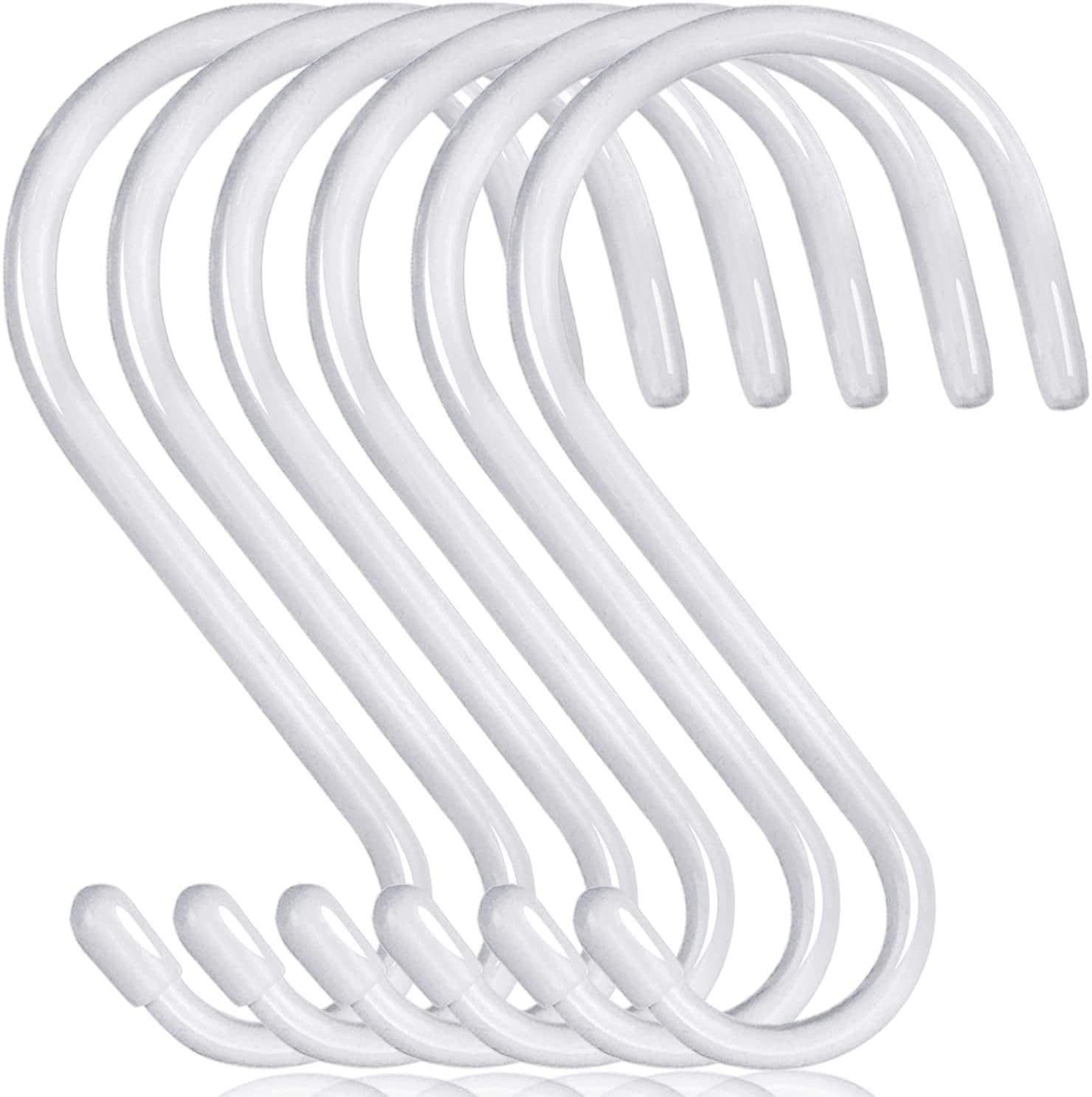 6 inch Non Slip Rubber Coated White S Hook Heavy Duty,6 Pack Large