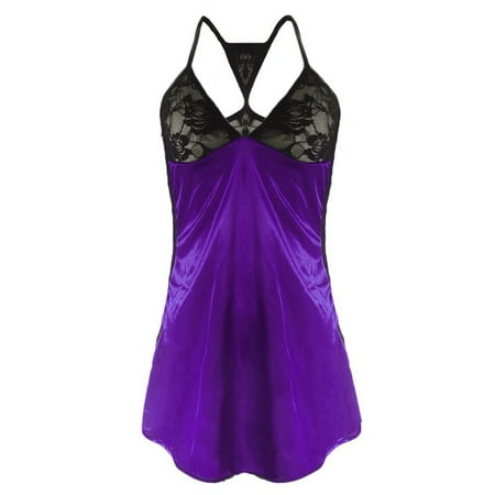 HYSYSB Nightgowns for Women balconette Bras for Women nighty for Women spaghetti Strap Nightgown fashion G-string Women Plus Size Lingerie Silks Underwear Lace Set chemise for Women Purple 6XL