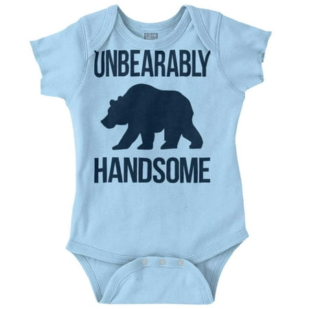 

Brisco Brands Unbearably Handsome Funny Bear Pun Baby Bodysuits for Boys