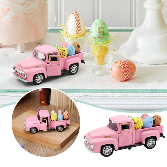 Desktop Decor,Easter Decoration Metallic Truck Decoration Egg Tiered Tray Decoration Vintage Truck Interior Decoration