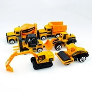 Construction Toys, Little Machines 6pk Truck Toy Set, Includes Dump Truck, Front Loader, Bulldozer, Backhoe, and Excavator Vehicles with Moving Parts, Cake Toppers Ages 2+