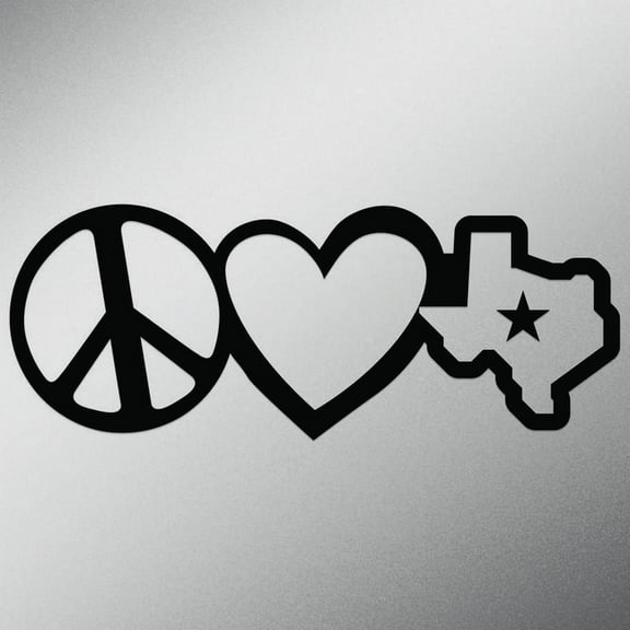 Peace Love Texas Vinyl Decal Sticker | Cars Trucks Vans Walls Laptops Cups | Black | 7.5 X 2.8 Inch | KCD1646B