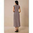 thumbnail image 2 of Women's Striped Knit Midi Dress, Crew Neck Cap Sleeve Bodycon Casual Dress, 2 of 8