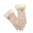 thumbnail image 2 of Women's Warm Winter Gloves New Reflective Zipper Gloves Thick Warm Windproof Men and Women Cycling Driving Car Skiing Outdoor Gloves Style B-152 Beige One Size, 2 of 2