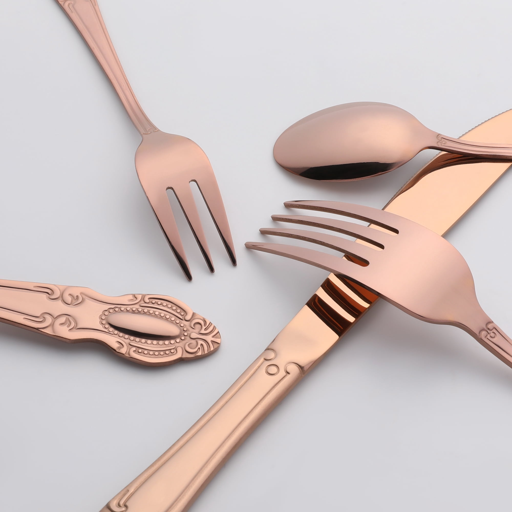 Unique Bargains 20 Piece Stainless Steel Flatware Set for Modern Cutlery Set Gold