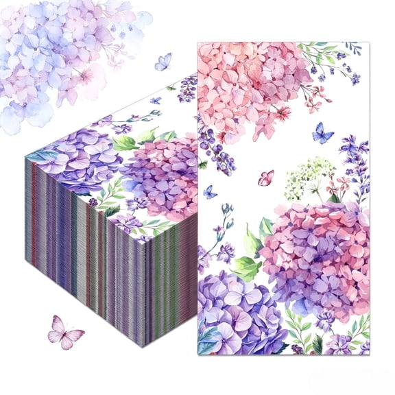 60PCS Napkins Disposable Decorative Hydrangea Flower Paper for Party/Wedding /Bathroom