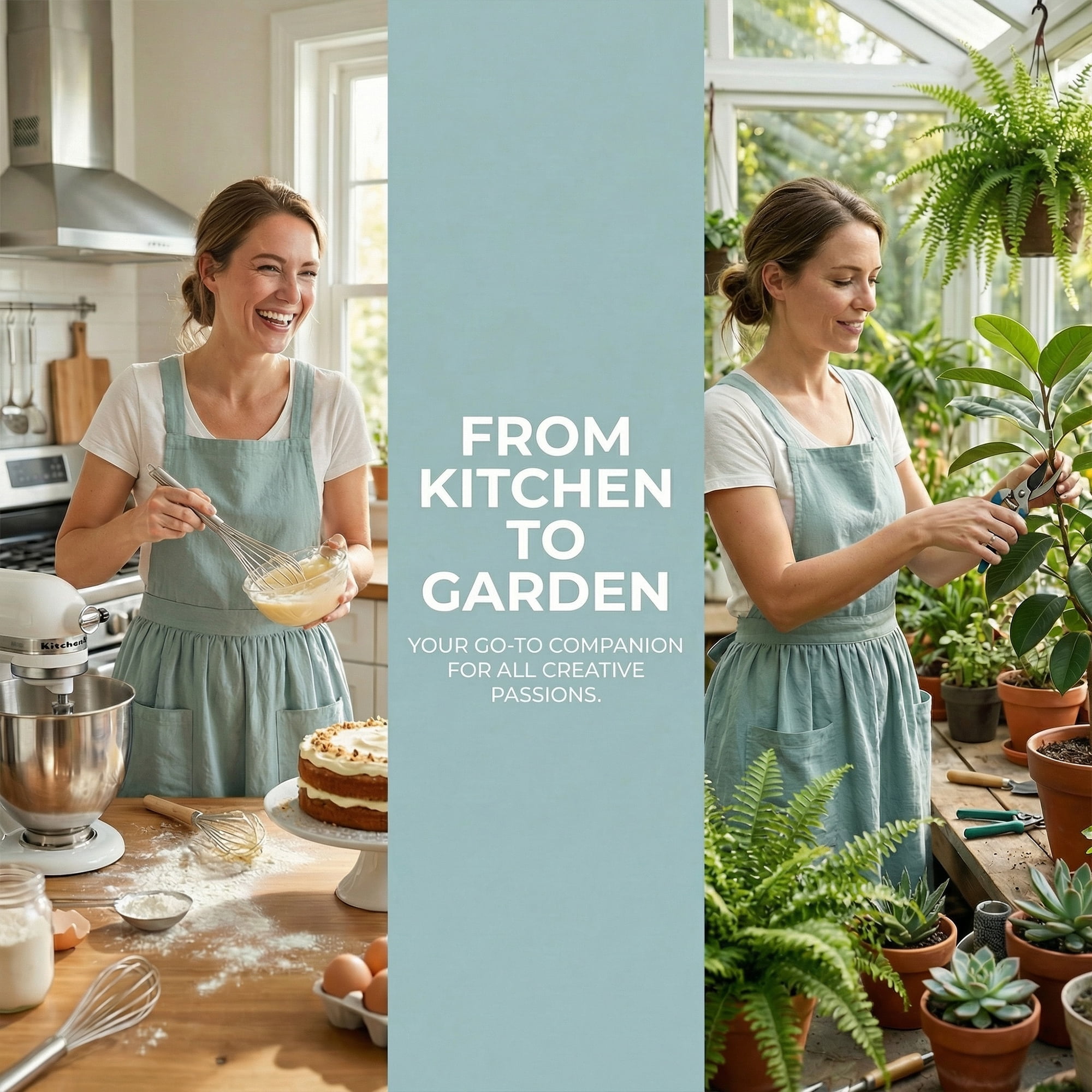 Unique Bargains Women's Kitchen Apron Long Waist Cooking Apron 37.4x50.4in Light Green