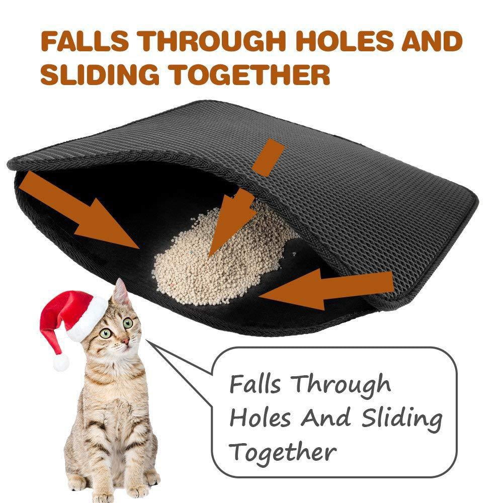 Cat Litter Mat Double-Layer Pad- 46x60cm Foldable,Gray