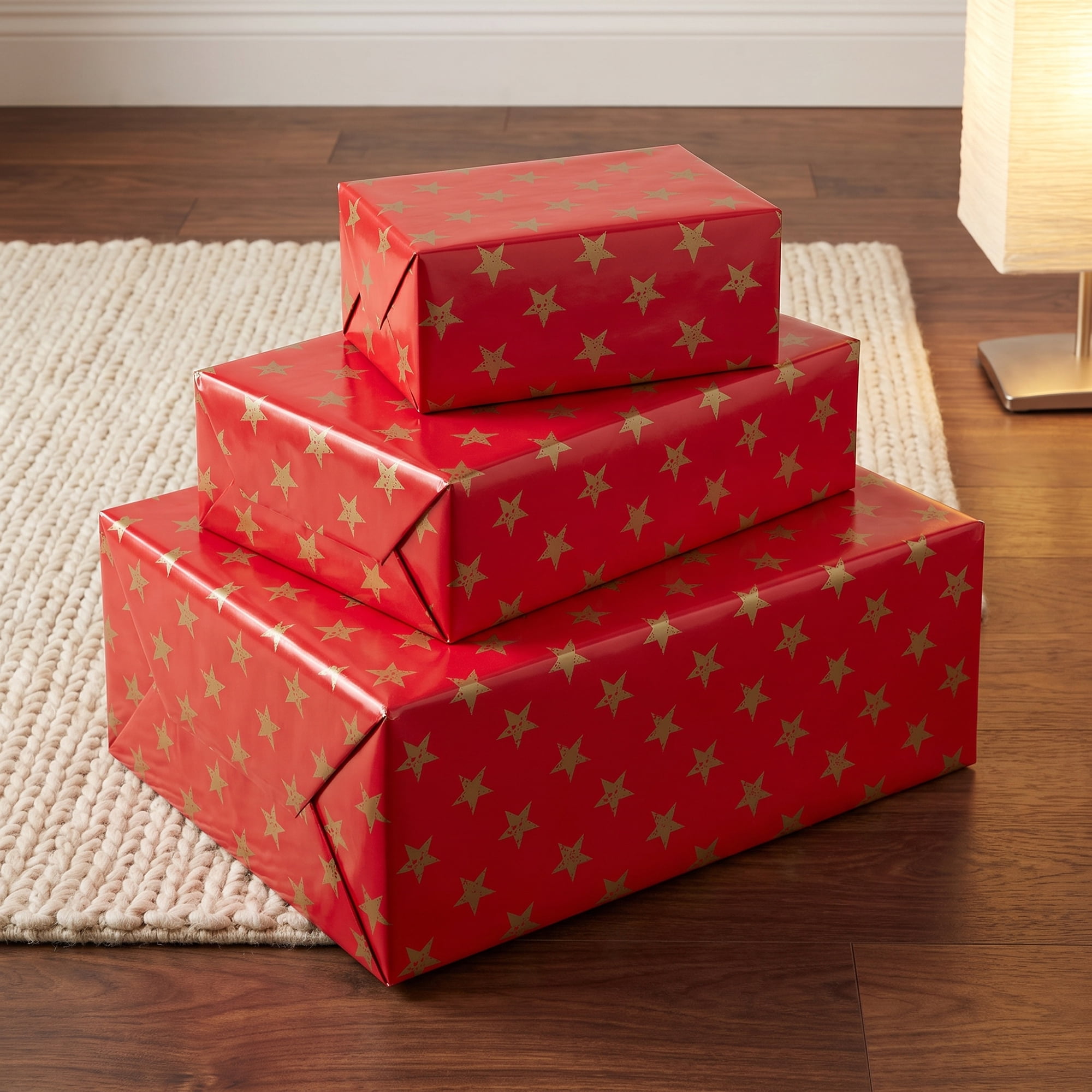 Unique Bargains Star Premium Gift Wrapping Paper Sheets for All Occasions Red 27.6"x 19.7"