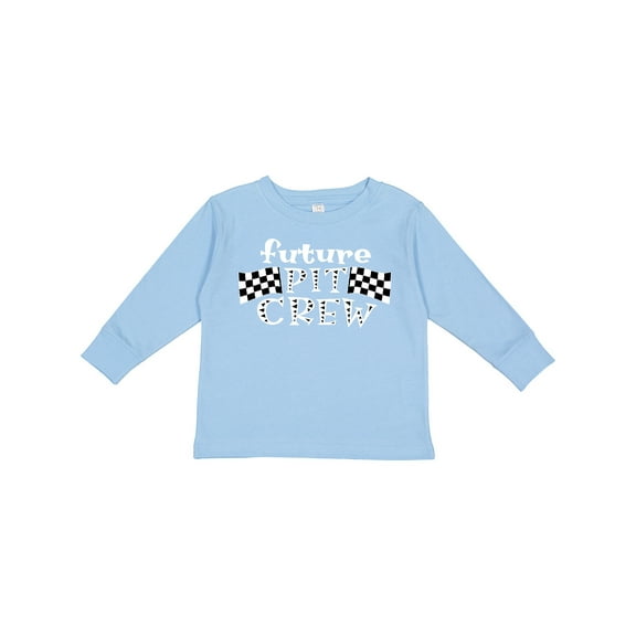 Inktastic Future Pit Crew Racing Flags Boys or Girls Long Sleeve Toddler T-Shirt