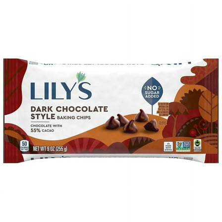 Lily's No Sugar Added, Baking Chips, Bag Dark Chocolate Style 9.0 oz