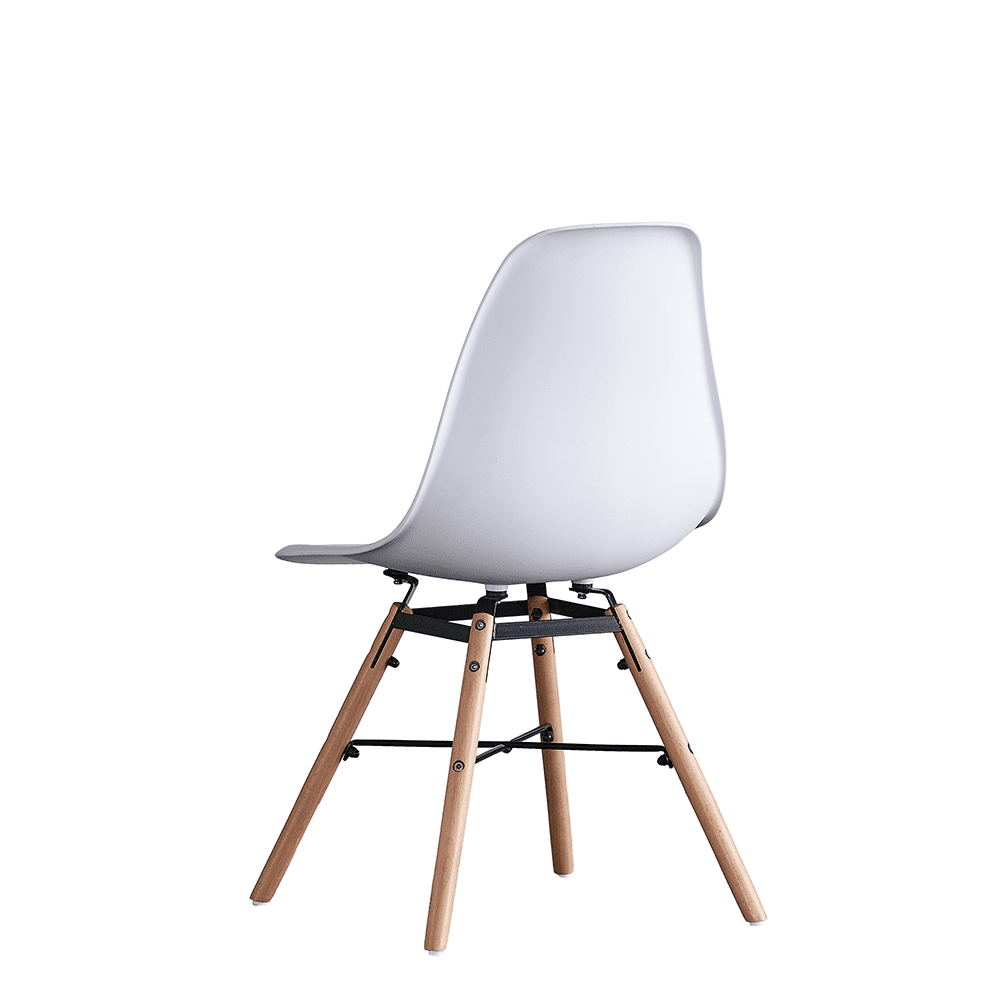 Kepooman Retro Plastic Shell Chairs with Solid Wood Legs, Set of 4, White