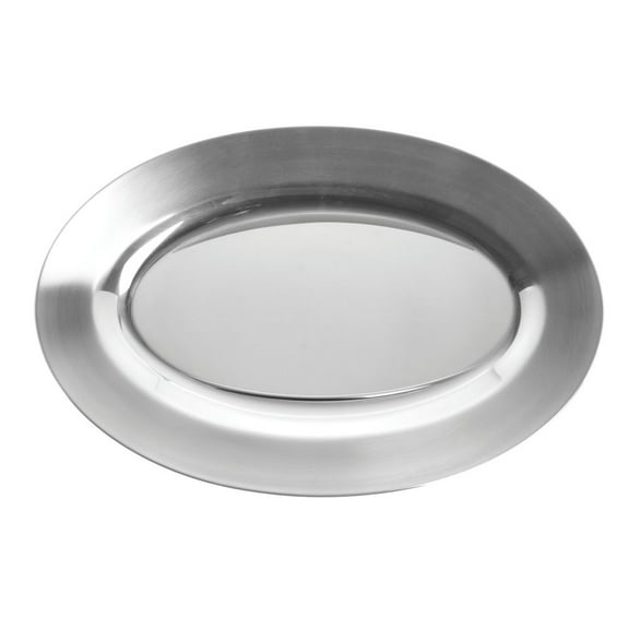 HUBERT® Silver Serving Tray Oval Stainless Steel -11 3/4" L x 7 3/4" W