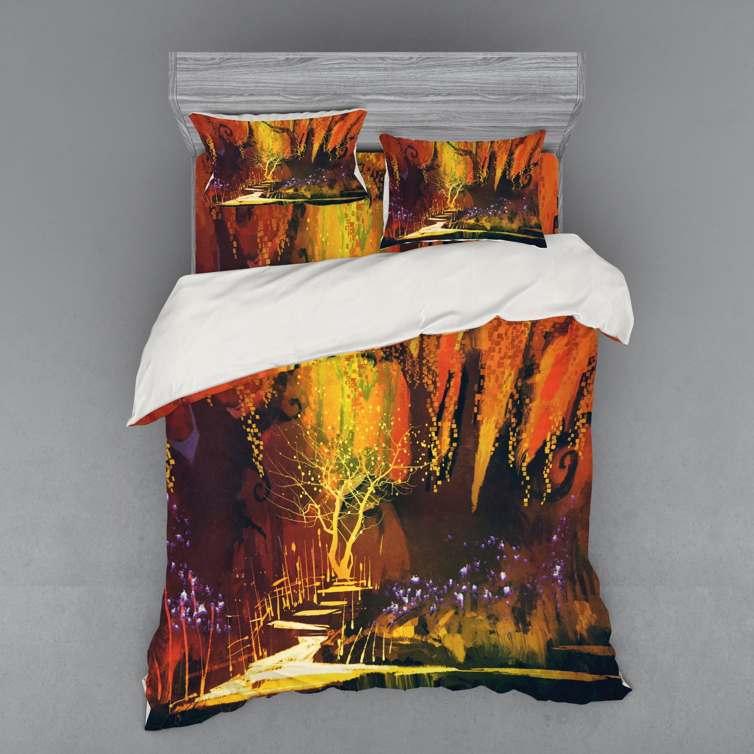 Fantasy Duvet Cover Set, Enchanted World Imaginary Forest with ...