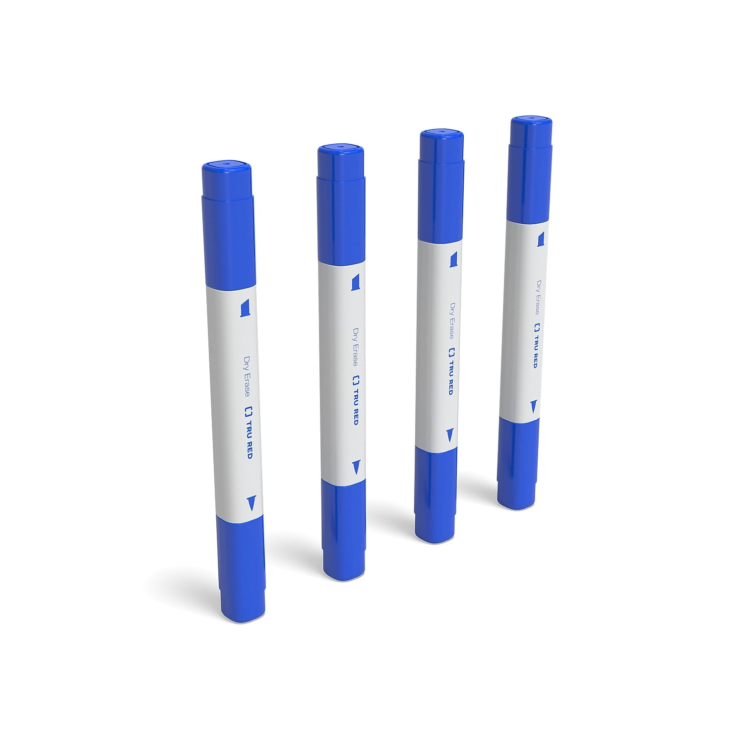 TRU RED Tank Dry Erase Marker Twin Tip Blue 4/Pack TR57836