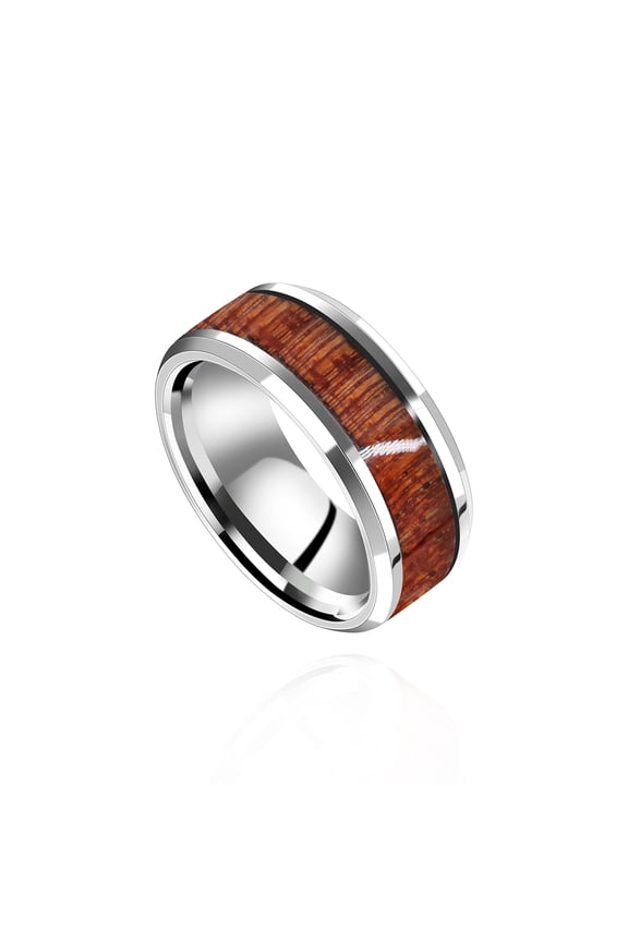 8mm Stainless Steel Wood Wedding Band Engagement Rings for Women Y1539 (Women Size 9)