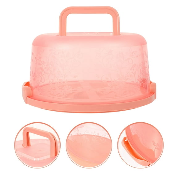 IMIKEYA Pink Plastic Cake Box with Lid and Handle for Home Use Imikeya Reusable