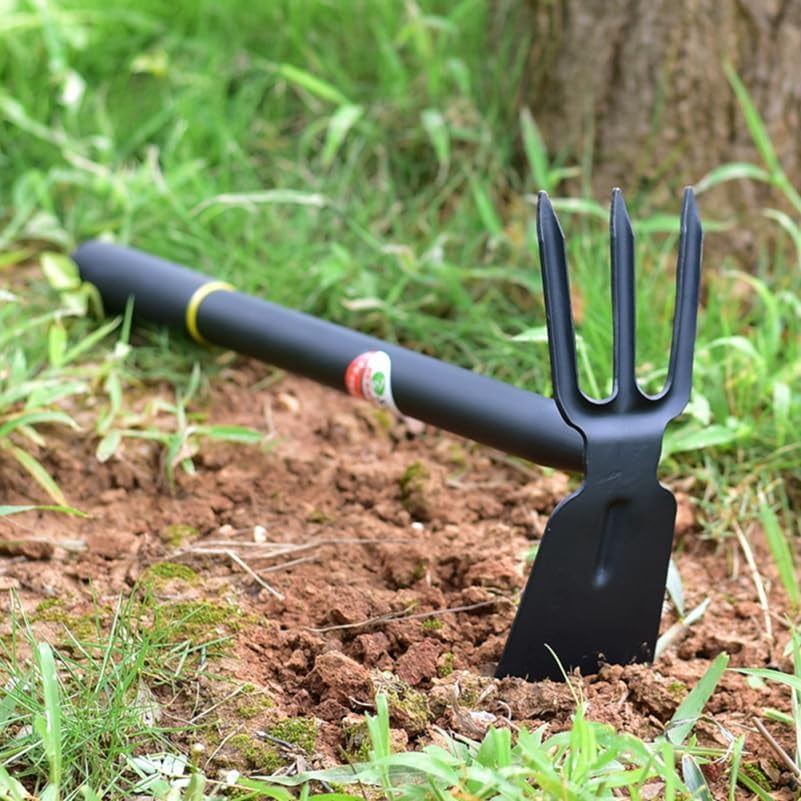 ABCISI Hoe and Cultivator, Garden Rake Hand Tiller Tool Heavy Duty Cultivator Hoe for loosening Soil Weeding Digging Flower Planting Garden Farming Agriculture Tool
