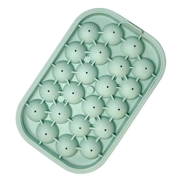 Ice Cube Tray Easy Release Flexible Silicone Round Ice Sphere Tray with Removable Lids Reusable 22 Mini Ice Ball Maker Mold for Chilling Coffee Whiskey Cocktail, BPA Free(Green)