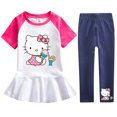 thumbnail image 3 of Ropa para niños de Hello Kitty, vestido de manga corta de algodón, pantalones, traje para niñas, falda de princesa de dibujos animados a la moda + Pantalones de dos piezas, 3 of 5