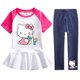 thumbnail image 3 of Ropa para niños de Hello Kitty, vestido de manga corta de algodón, pantalones, traje para niñas, falda de princesa de dibujos animados a la moda + Pantalones de dos piezas, 3 of 5