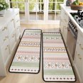 thumbnail image 4 of Kitchen Rugs Sets Of 2,Pink Striped Floral Boho Pattern Anti Fatigue Kitchen Mat Rugs Non Slip Washable,Decorative Kitchen Floor Mats for Kitchen,Sink,Laundry,17"x47"+17"x47", 4 of 5