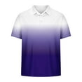 thumbnail image 3 of Men's Polo Shirts Short Sleeve Button Up Gradient Gym & Tennis Apparel Loose Fit Summer Beach Streetwear,Purple,XL, 3 of 5