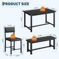 thumbnail image 2 of 4 Piece Dining Table Set with Bench and Chairs, Space Saving Rectangular Kitchen Table with Upholstered Seats, Metal MDF for Apartment Dining Room, Black/Grey/White/Retro, 2 of 8