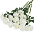 thumbnail image 1 of Artificial Silk Flowers Realistic Roses Bouquet Long Stem for Home Wedding Decoration Party (12PCS-White), 1 of 6