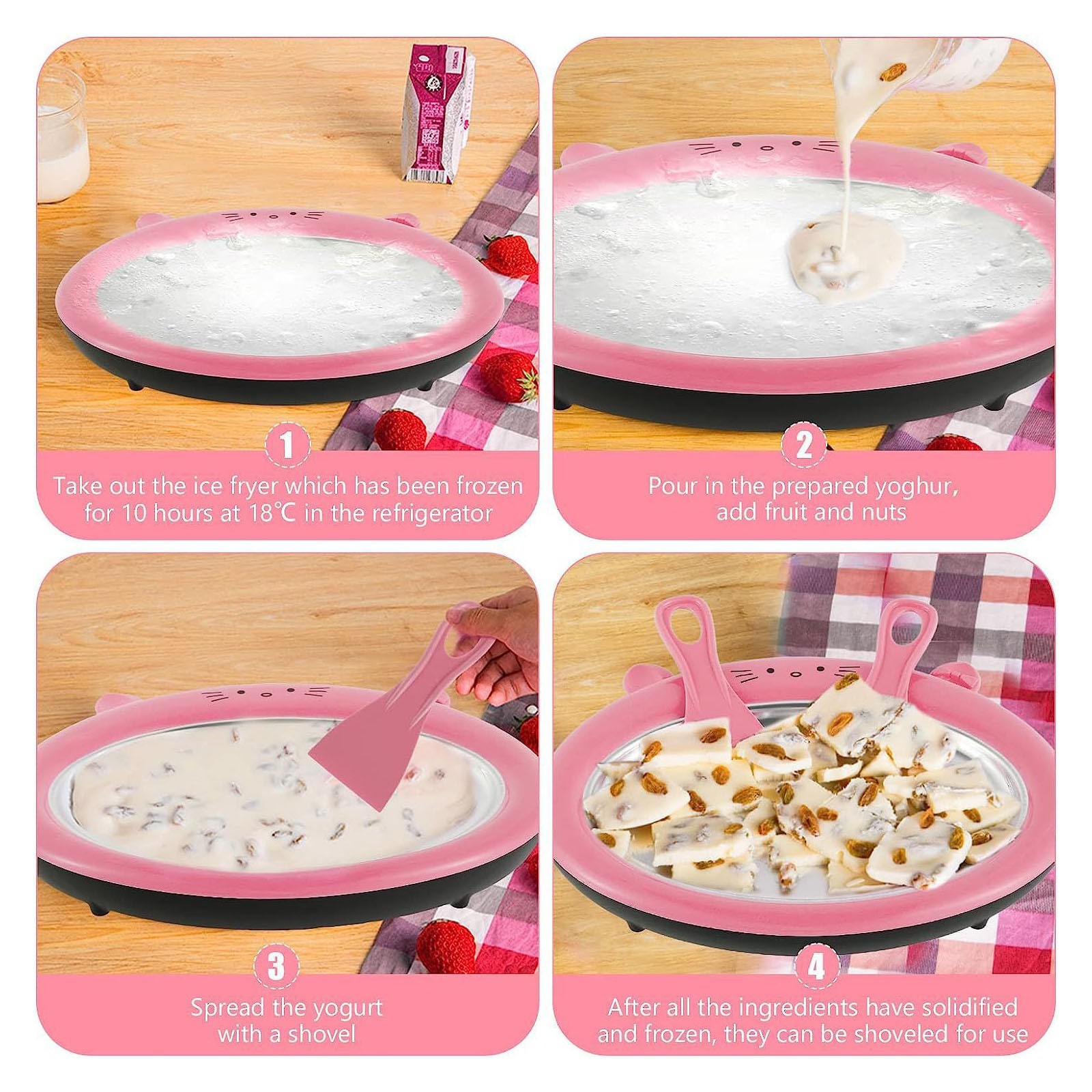 Lunxisen 1 Pcs Kids Ice Cream Maker Tray Fun Frozen Treats DIY Dessert Homemade Summer Activity Kit