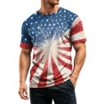 thumbnail image 3 of CIENVNSTG Mens 4th of July 1776 USA Flag Print Crew Neck T Shirt Short Sleeve Patriotic Distressed Design Lightweight Casual Fit for Independence Day Holiday Celebrations Light Blue M, 3 of 4