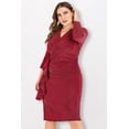 thumbnail image 4 of Women's Plus Size Cocktail Dress V-Neck Ruffle Slit Hem Wrap Dress, 4 of 7