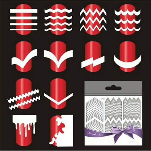 dianhelloya Nail Art Supplies 5 Sheets French Manicure Nail Art Tip Form Guide Sticker Polish DIY Stencil Tool