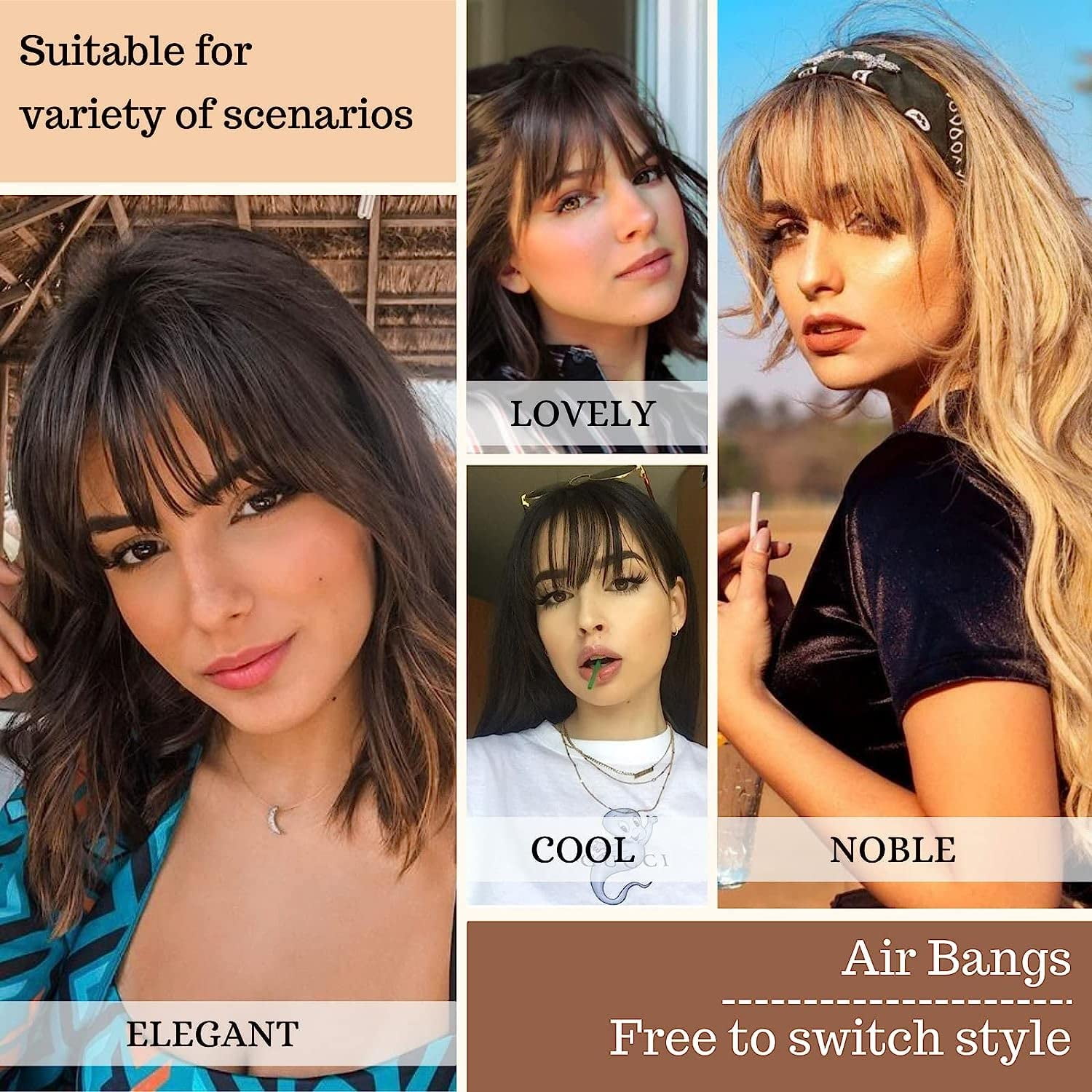 Ustar Bangs Hair Clip in Bangs 100% Real Human Hair Extensions Wispy Bangs Clip on Air Bangs for Women Hairpieces Curved Bangs (Wispy Bangs, Blonde)