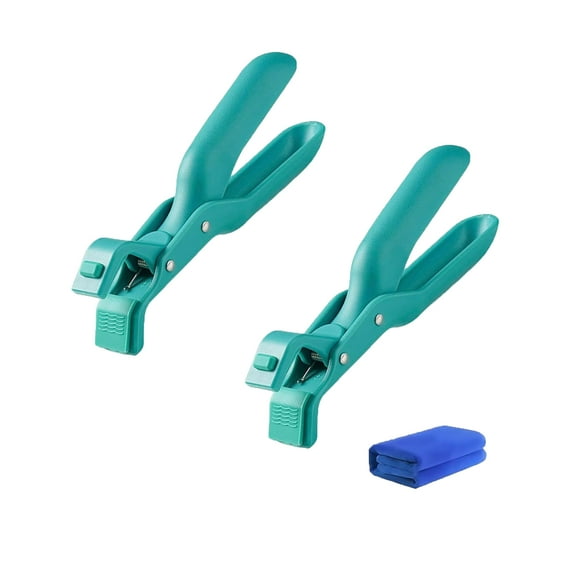2PCS Multi-Function Anti-Scald Bowl Clip, 2026 New Hot Bowl Dish Plate Gripper Clips Tongs Clamp Holder, Silicone Non-slip Hot Dish Plate Holder With Towel, Green