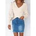 thumbnail image 3 of Suéter Con Hombros Descubiertos, Suéter Con Cuello En V, Suave, Transpirable, Informal, Elegante, De Moda, Color Puro Para Mujeres Para El Trabajo Diario ANGGREK DE1711, 3 of 7