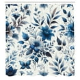 thumbnail image 4 of Ambesonne Blue Shower Curtain, Watercolor Leaf Berries Flower, 69"Wx75"L, Blue Grey and Dark Turquoise, 4 of 4
