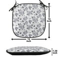 thumbnail image 5 of Grey Chair Seating Cushion Set of 2, Floral Patterns Victorian Inspired Roses with Dark Flowers in Monochrome Graphic Print, Seat Pads with Anti-slip Backing, 16"x16", Grey White, by Ambesonne, 5 of 7