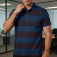 thumbnail image 6 of Mens Striped Polo Shirts Short Sleeve Color Block T Shirt Summer Lightweight Breathable Casual Business Golf Shirts with Chest Pocket Big and Tall Size S-3XL Navy, 6 of 8