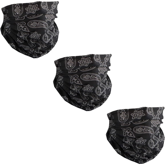 Motique Accessories Set of 3 Paisley Bandana Neck Gaiter Tube Headwear Motorcycle Face Scarf