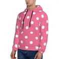 thumbnail image 3 of Naloa Dots On Rose Red Background Men's Casual Hooded Collar Drawstring Hoodies Pullover Sweatshirts Casual Long Sleeve Shirts-3X-Large, 3 of 7