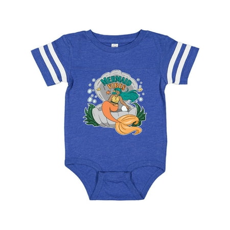 

Inktastic Mermaid Vibes with Orange Mermaid in Shell with Fish Gift Baby Boy or Baby Girl Bodysuit