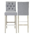 WestinTrends Hayes Set of 2 Bar Chairs, Linen Upholstered, Button