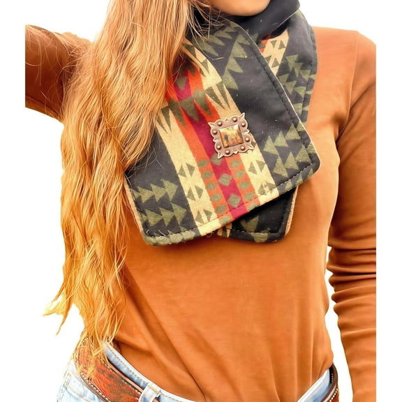 Hbtdoern Western Cowboy Green Warm Neck Hood, Womens Neck Warmer with Snap Closure, Hooded Scarf Winter for Women