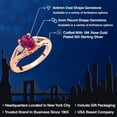 thumbnail image 2 of Gem Stone King 18K Rose Gold Plated Silver Red Created Ruby and White Moissanite 3 Stone Engagement Ring for Women | 1.43 Cttw | Oval 8X6MM | Round 2MM | Gemstone July Birthstone | Size 6, 2 of 6