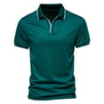 thumbnail image 2 of Nnhblu Men Polyester Short Sleeve V-Neck Casual Casual Shirts Green M, 2 of 9
