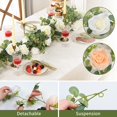 thumbnail image 4 of 6FT Artificial Eucalyptus Garland with Flowers, Rose Vine Flower Garland, Silk White Rose Garland Faux Floral Garland for Table, Wedding, Bedroom, Party, Wall Decor, 4 of 5