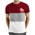 thumbnail image 1 of Chemises pour Hommes, T-Shirt à Manches Courtes Col Rond Patchwork Imprimé Entraînement Physique Sports, 1 of 4