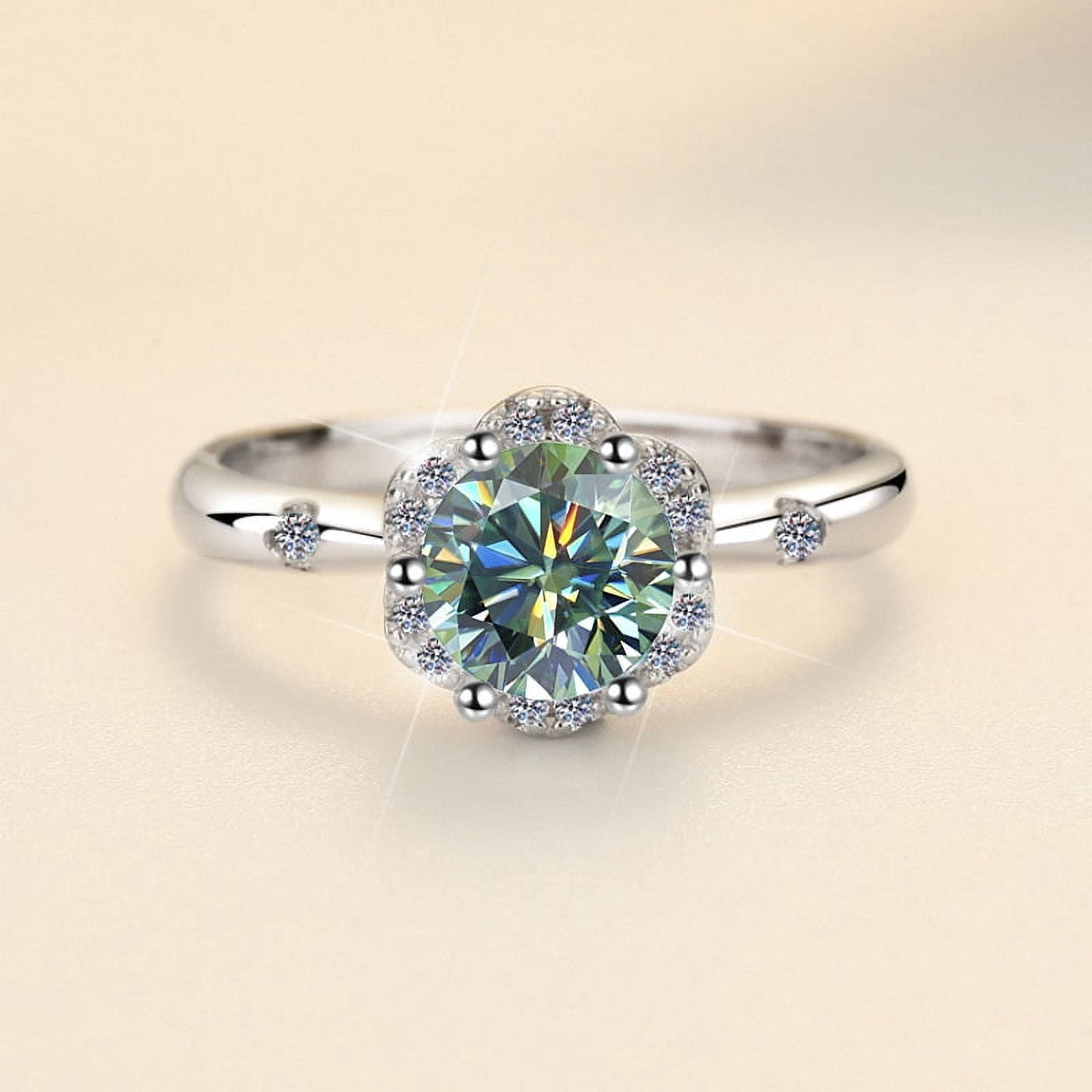 1 Carat Moissanite Wedding Ring for Women Engagement Rings for Women Diamond 18K White Gold Plated 925 Sterling Silver Moissanite Diamond Promise Rings Womens Diamond Ring