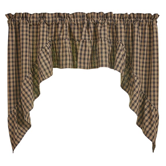 Park Designs Sturbridge Plaid Ruffle Black Swag 72" x 36"